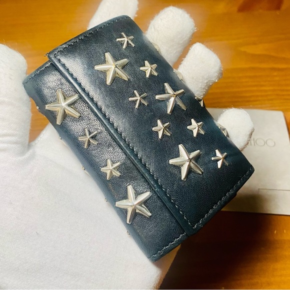 EUC Jimmy Choo Starred Studded Black Neptune Leather 6 Key Ring Case - Picture 5 of 17